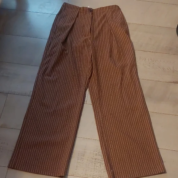 Free People Chocolate Brown Pinstripe Trouser New Without Tags - Picture 4 of 4